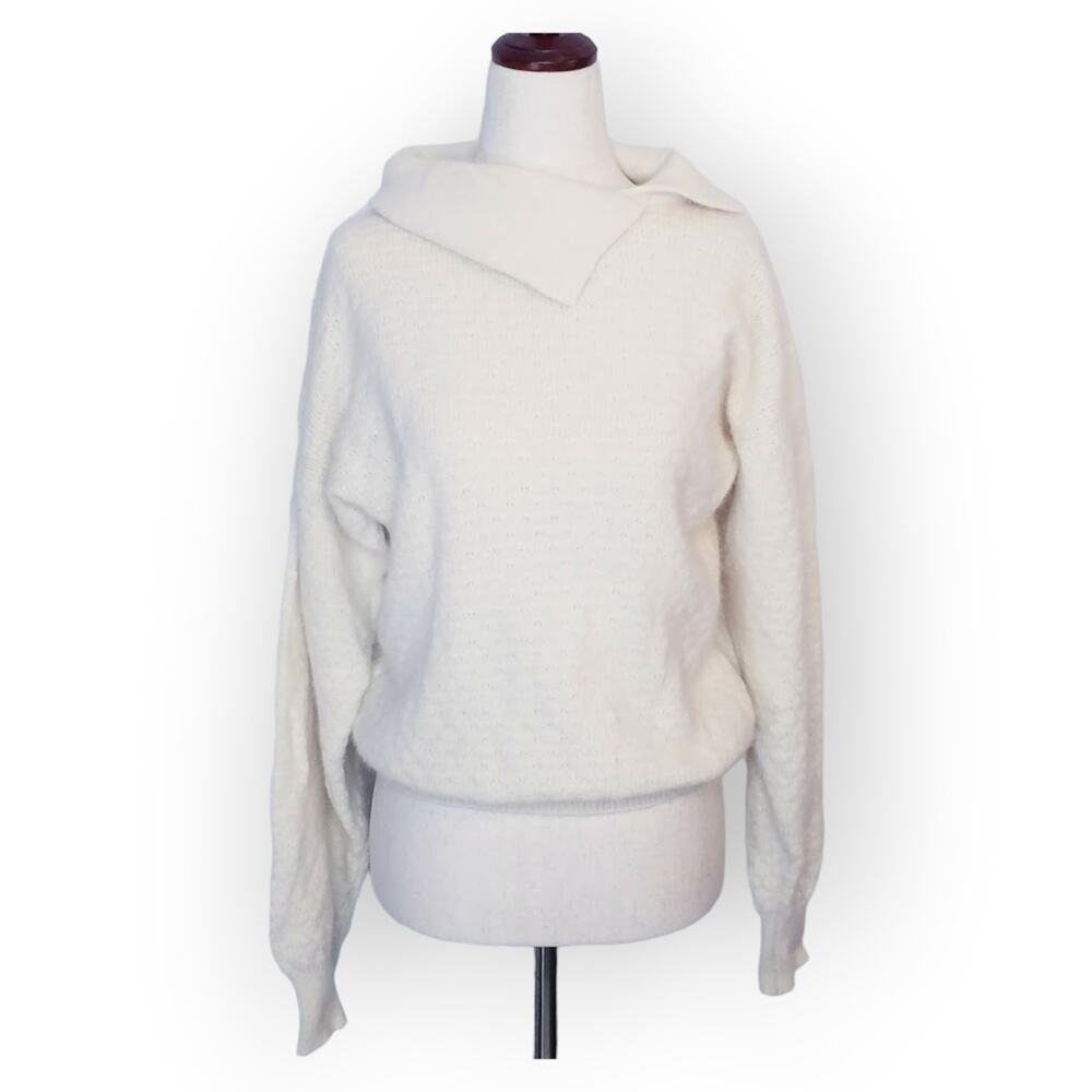 Vintage Sidonie wool angora oversize knit pullover size 2 (S) off white